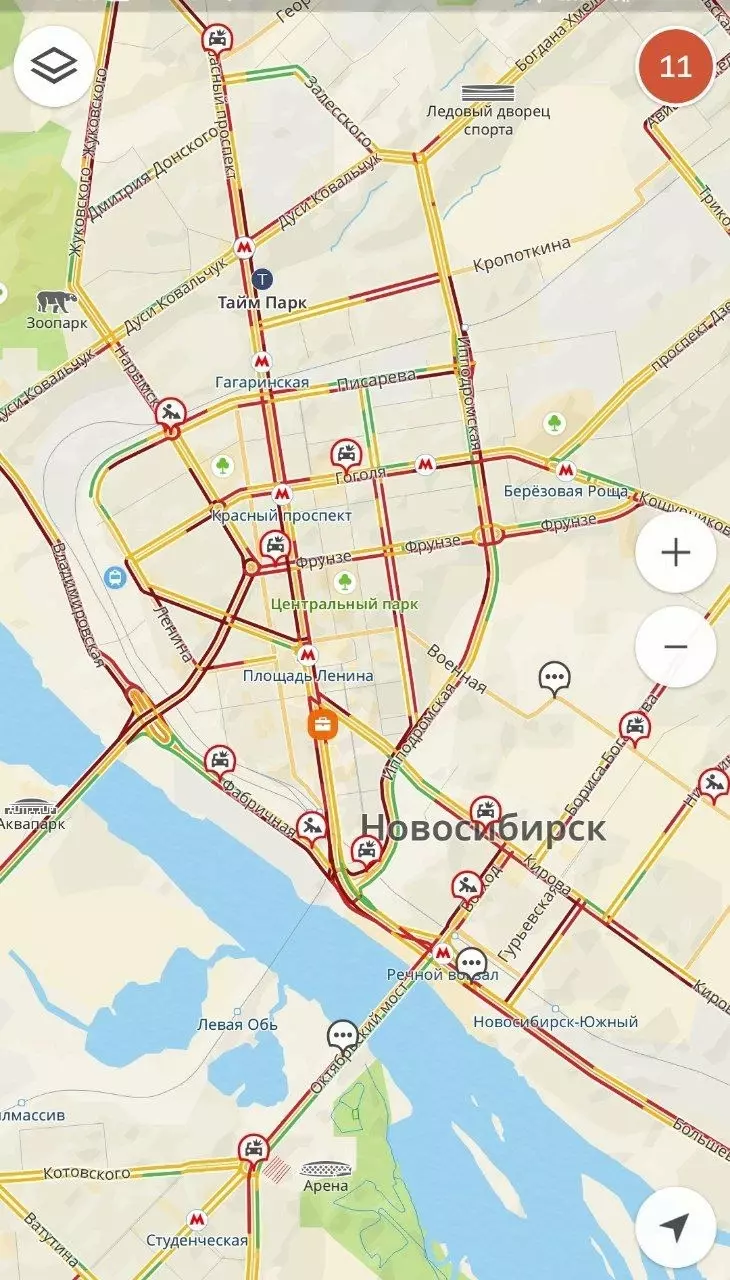 11-балльный пробки в Новосибирске