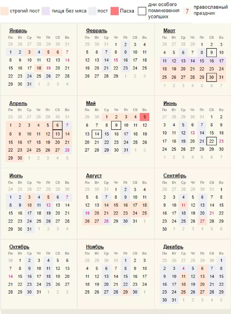 Церковные праздники и посты в 2024 году: православный календарь