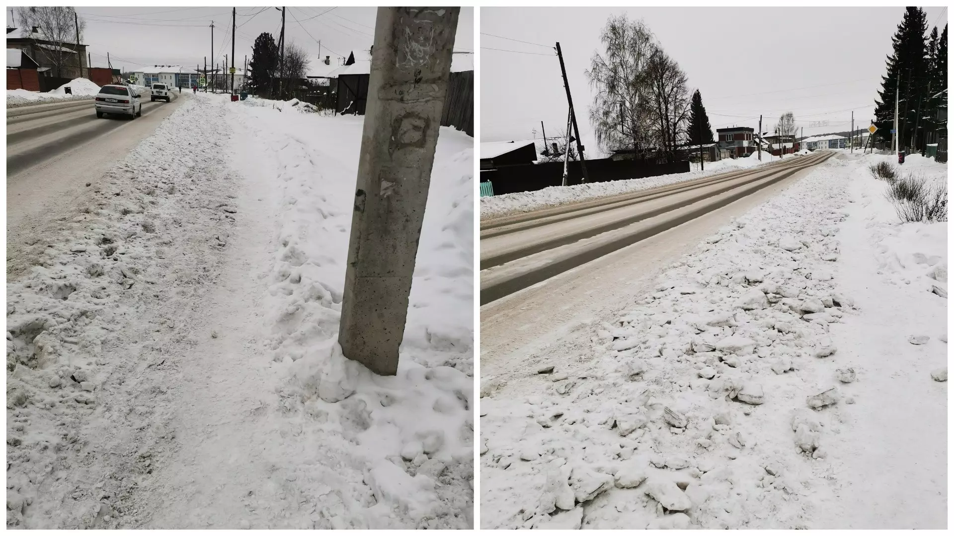 Тротуары тоже засыпало снегом