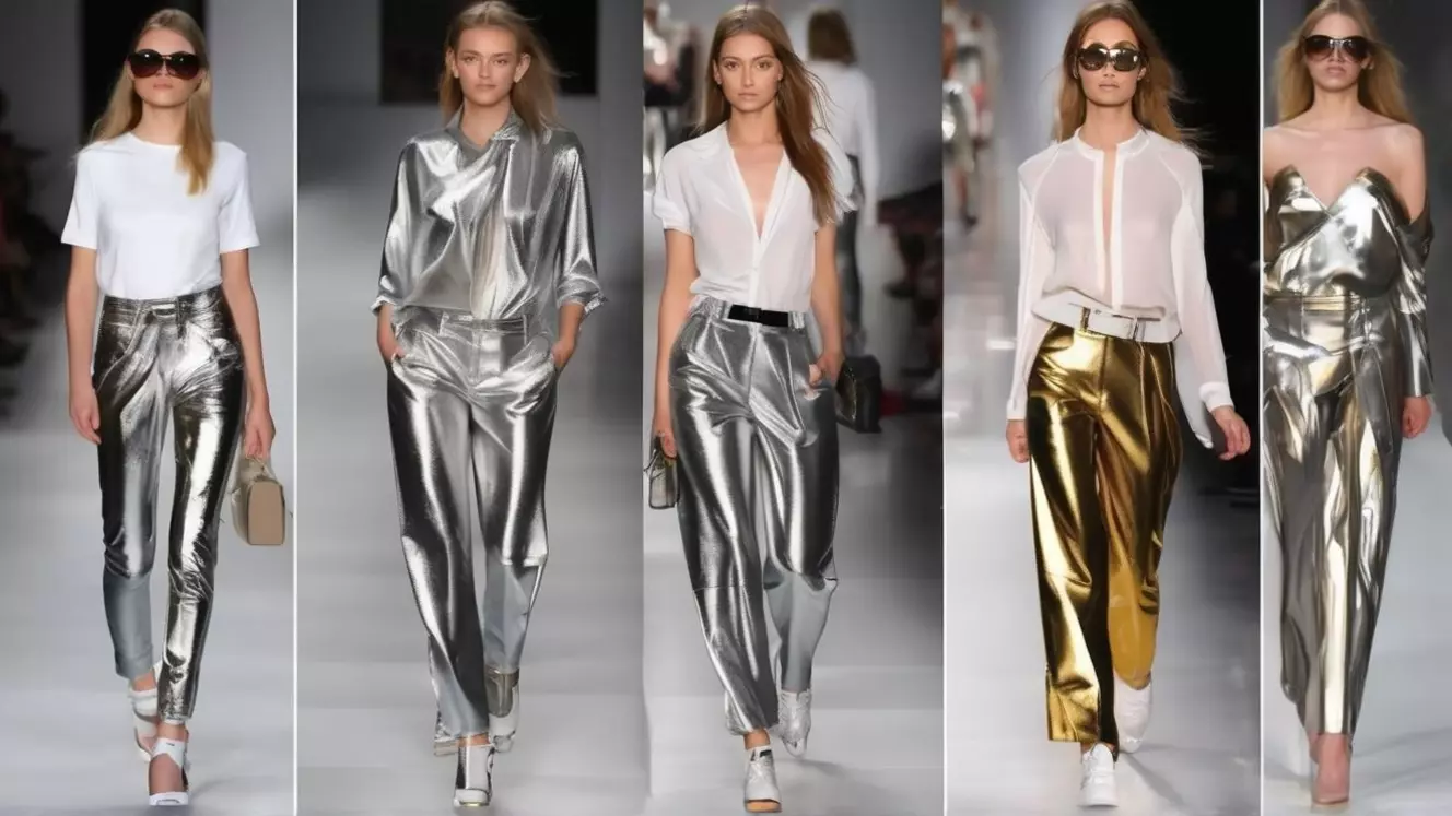 Одежда из металлизированных и блестящих тканей будет в моде в 2024 году.