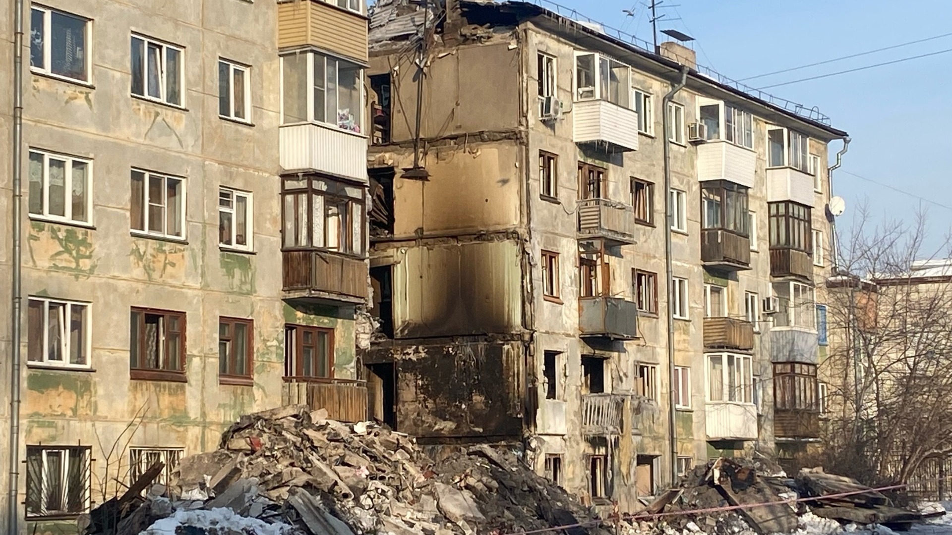 Дом на ул. Линейная, который взорвался 9 февраля 2023 года в Новосибирске.