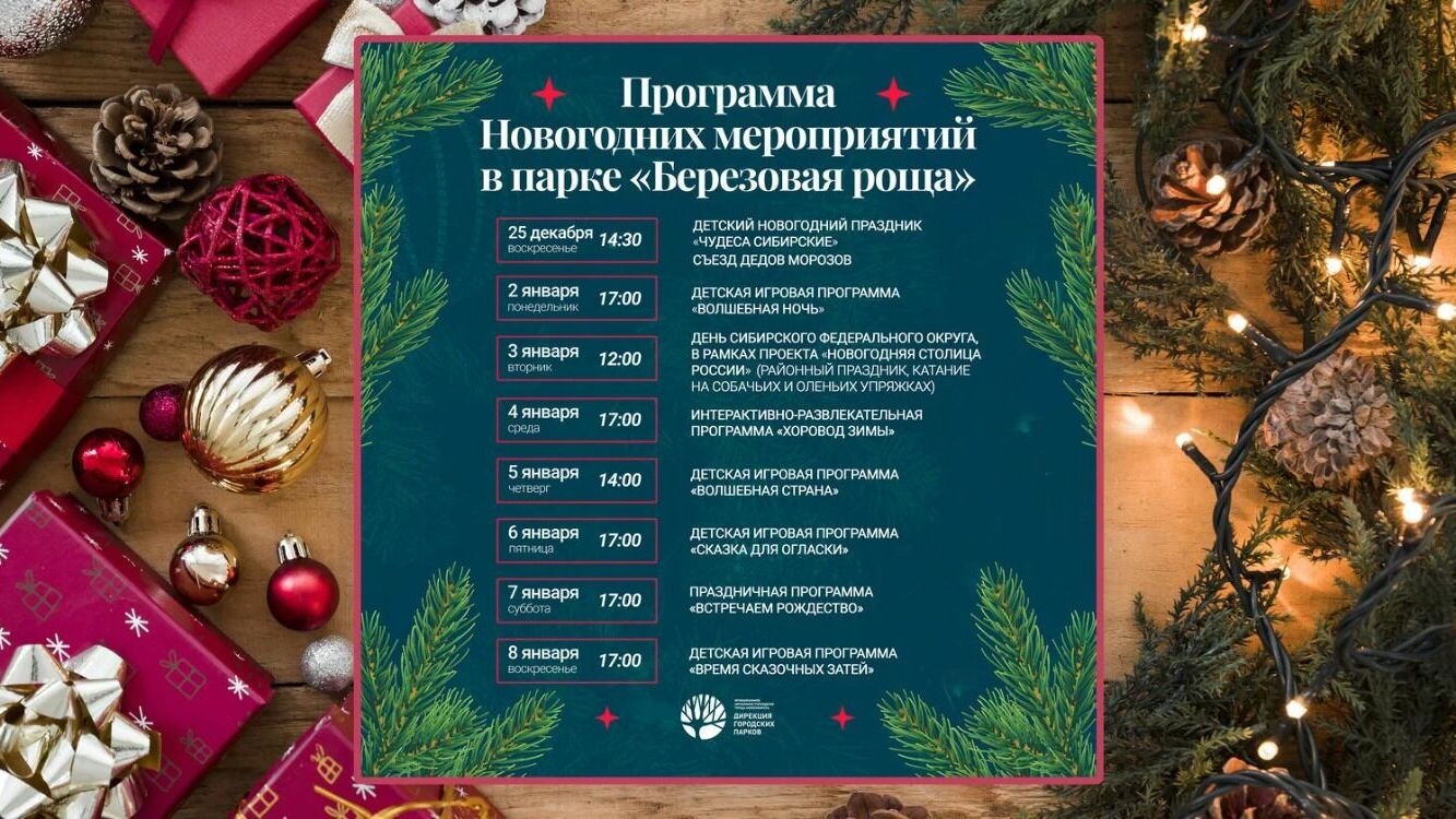 График новогодних мероприятий парков Новосибирска