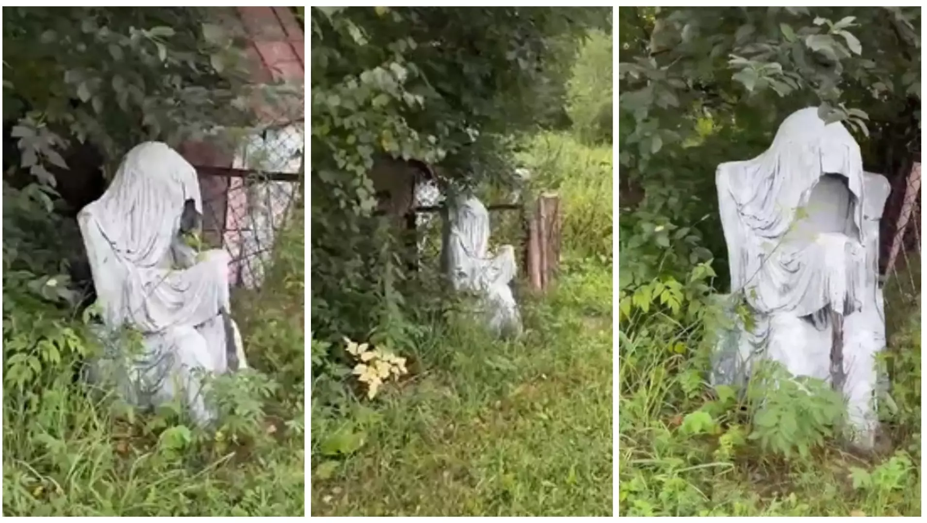 Девушки наткнулись на пугающую скульптуру «смерти» в Новосибирской области
